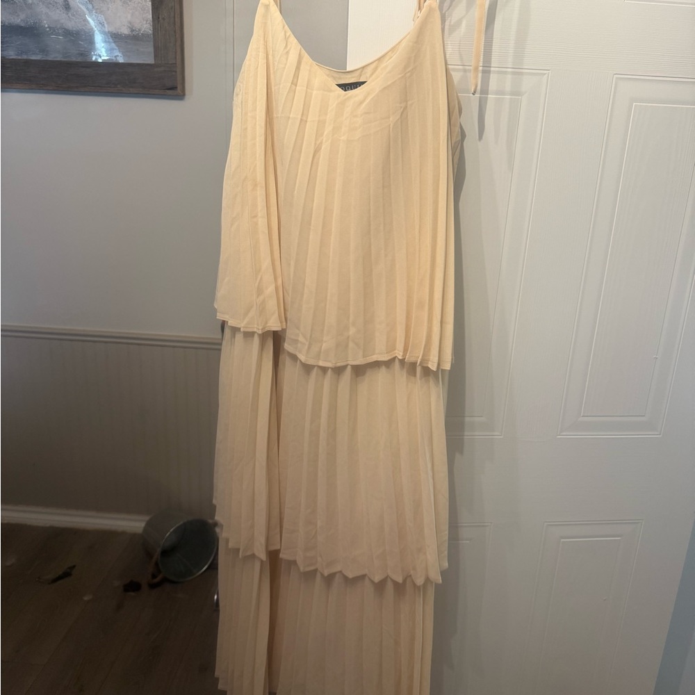 Eloquii Cream Layered Maxi Dress